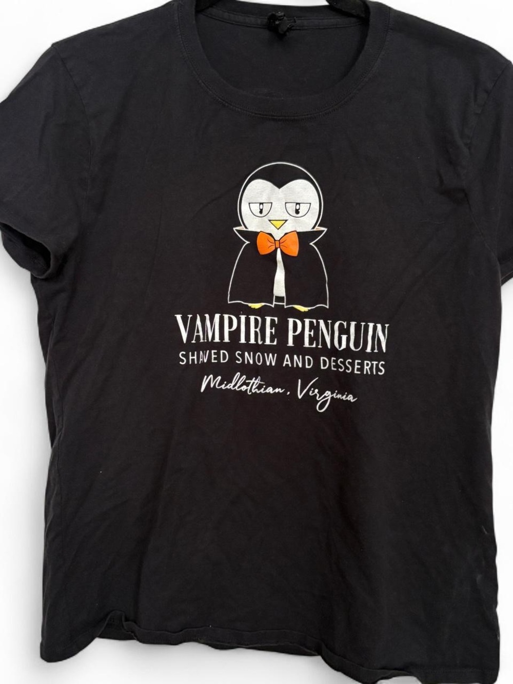 Vampire Penguin Black Graphic Tee Women’s Novelty Shirt